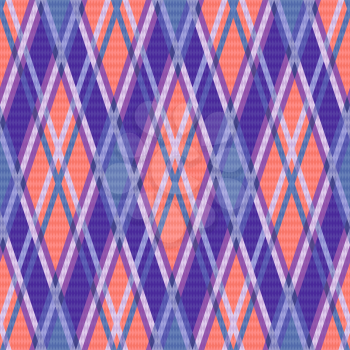 Seamless rhombic vector colorful pattern mainly in blue, coral and violet colors