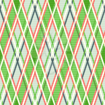 Seamless rhombic vector colorful pattern mainly in green, pink and other light warm colors