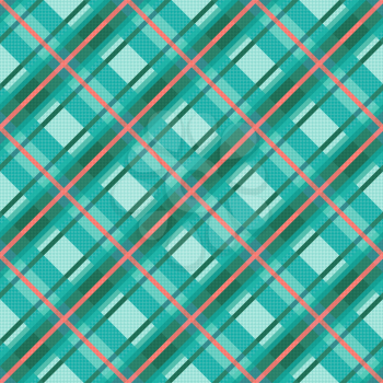 Seamless diagonal vector colorful pattern mainly in turquoise and red charming colors
