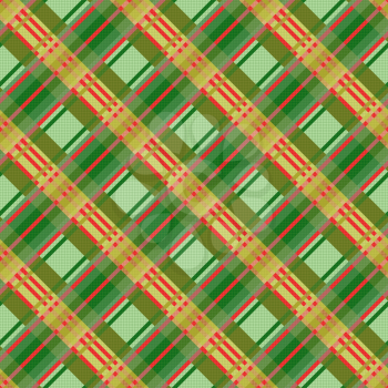 Seamless diagonal vector colorful pattern mainly in green and red