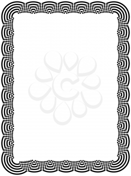 Ornamental black frame with mutually overlap arc elements isolated on the white background, vector artwork