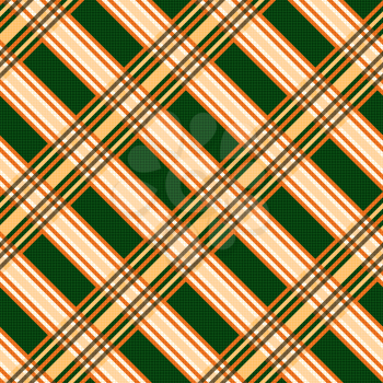Seamless diagonal vector pattern mainly in orange and green hues