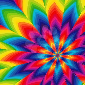 Stylized spectrum color flower pattern, vector artwork