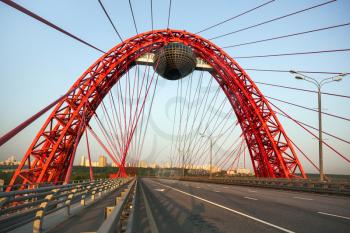 Zhivopisny Bridge. Cable-stayed bridge. Close-up. Moscow