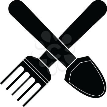 simple flat black shovel and pitchfork icon vector
