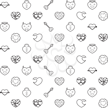 Collection of heart icon as seamless pattern