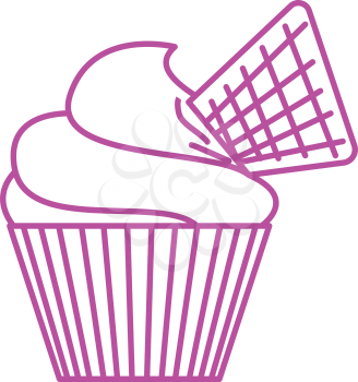 simple thin line wafer cupcake icon vector