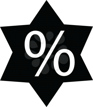 simple flat black star percent icon vector