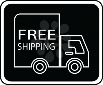 simple flat black free shipping truck square icon vector