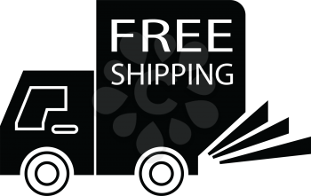 simple flat black free shipping truck small icon vector
