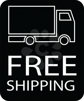 simple flat black free shipping truck symbol icon vector