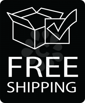 simple flat black free shipping box symbol square icon vector