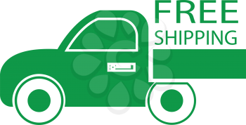 simple flat colour free shipping car icon vector