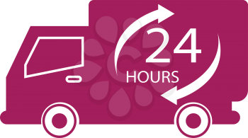 simple flat colour free 24 hours truck icon vector