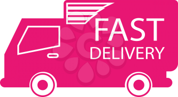 simple flat colour fast delivery truck  icon vector