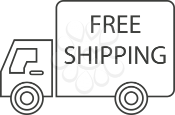 simple thin line free shipping truck left icon vector
