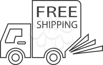simple thin line free shipping truck small icon vector