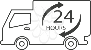 simple thin line 24 hours truck icon vector