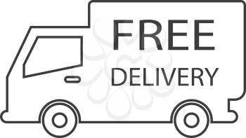 simple thin line free delivery truck icon vector