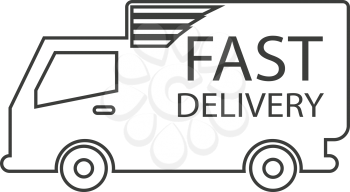 simple thin line fast delivery truck  icon vector