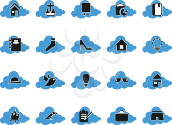 simple flat colour cloud computing icon set icon vector