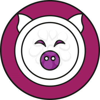 Simple flat color pig icon vector