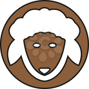 Simple flat color sheep icon vector