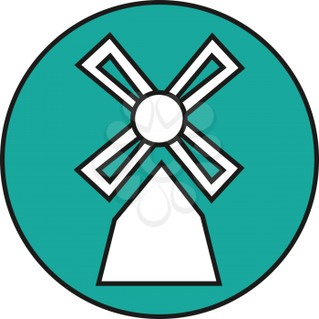 Simple flat color windmill icon vector