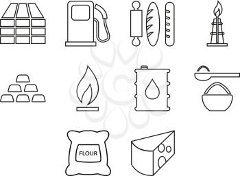 collection of commodities icon set