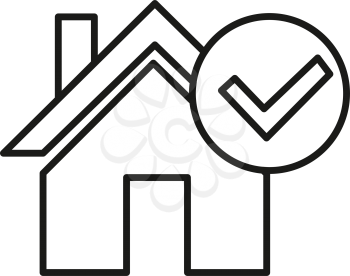 Simple thin line check mark house icon vector