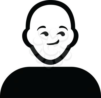 Flat black thinking emoticon icon vector