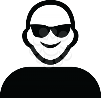 Flat black cool face emoticon icon vector

