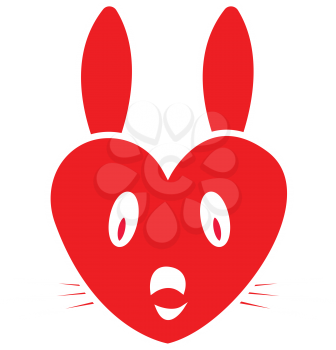 Flat color head bunny heart icon vector

