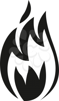 Simple flat black flame icon vector