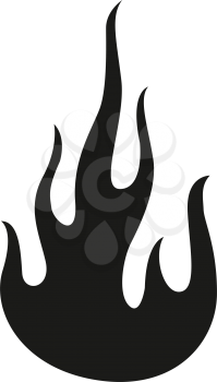 Simple flat black flame icon vector