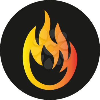 Simple flat color flame icon vector