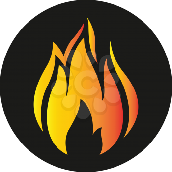 Simple flat color flame icon vector