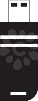 Simple flat black usb icon vector