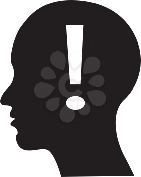Simple flat black brain icon vector