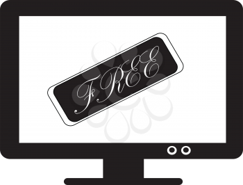 Simple flat black free television sign icon vector