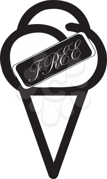 Simple flat black free ice cream sign icon vector