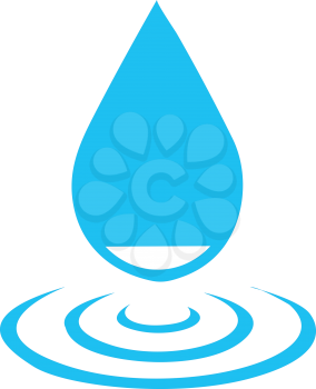 Simple flat color water drop icon vector