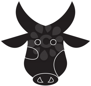 Simple flat black cow icon vector