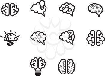 Collection of brain icon vector