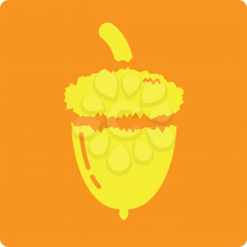 Simple flat color acorn icon vector