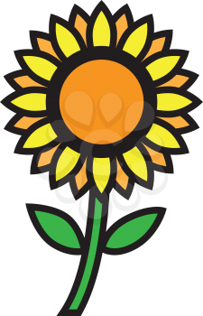 Simple flat color sun flower icon vector