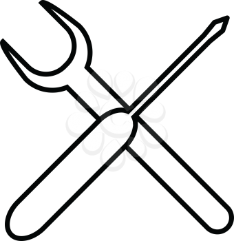 Simple thin line wrench icon vector
