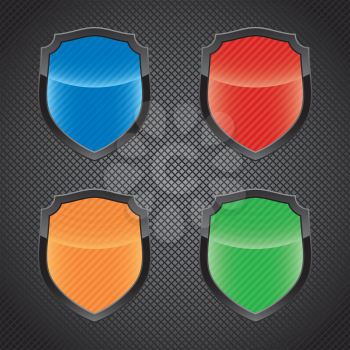 Glossy empty shield emblems  (vector icon set)