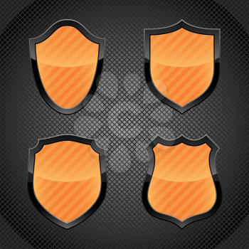 Glossy empty shield emblems  (vector icon set)