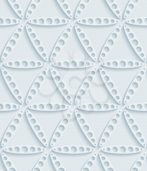 White perforated paper with cut out effect. Abstract 3d seamless background. Vector EPS10.